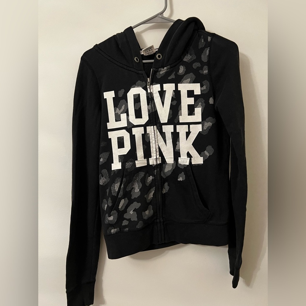 Pink leopard zip up
